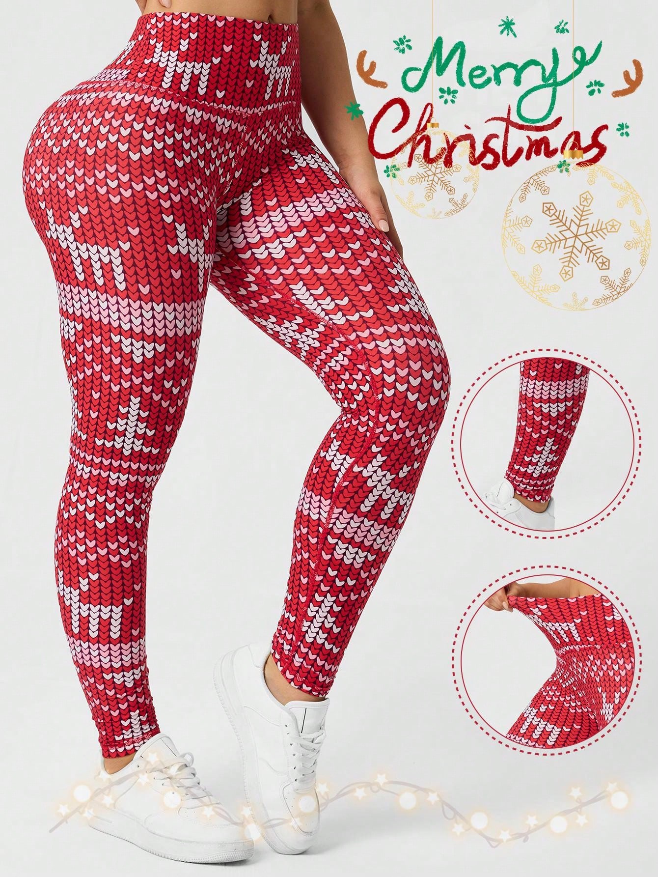 Yoga Fitness Holiday - Womens Christmas Printed Leggings High Waisted