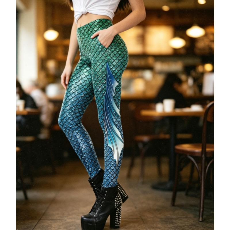 Mermaid Scale 3D Print Legging - Yoga Fitness Holiday recension och pris