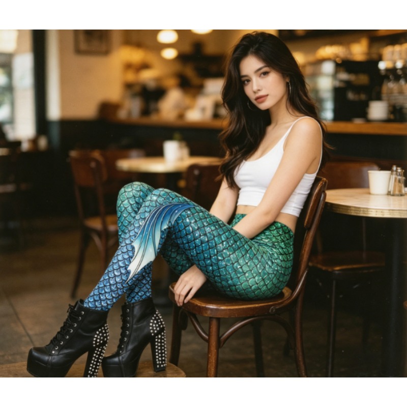 Mermaid Scale 3D Print Legging - Yoga Fitness Holiday recension och pris