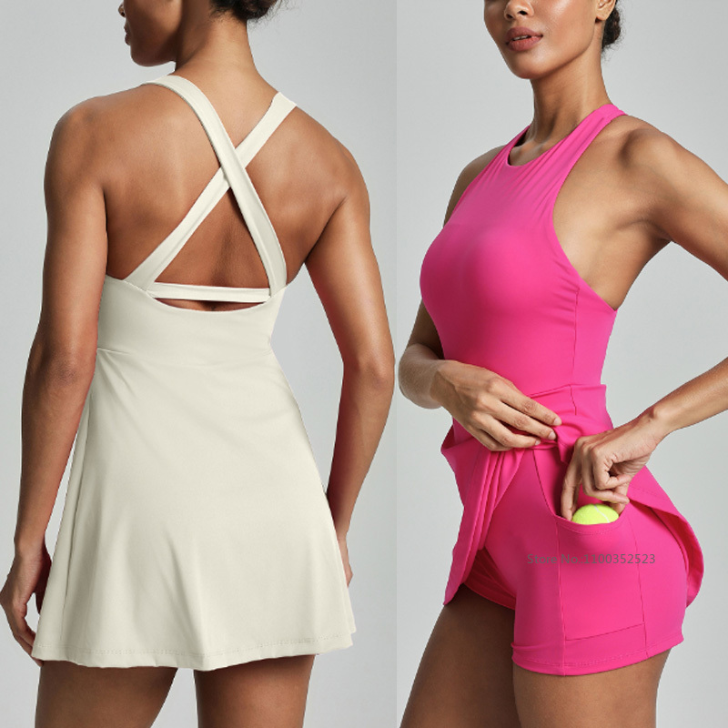 Women Cross Backless Tennis Dr - Yoga Fitness Dress recension och pris