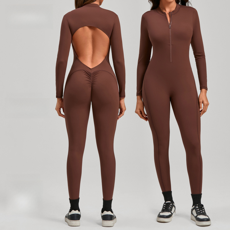 Zippered Long Sleeve Nude Feel - Yoga Fitness Jumpsuit recension och pris