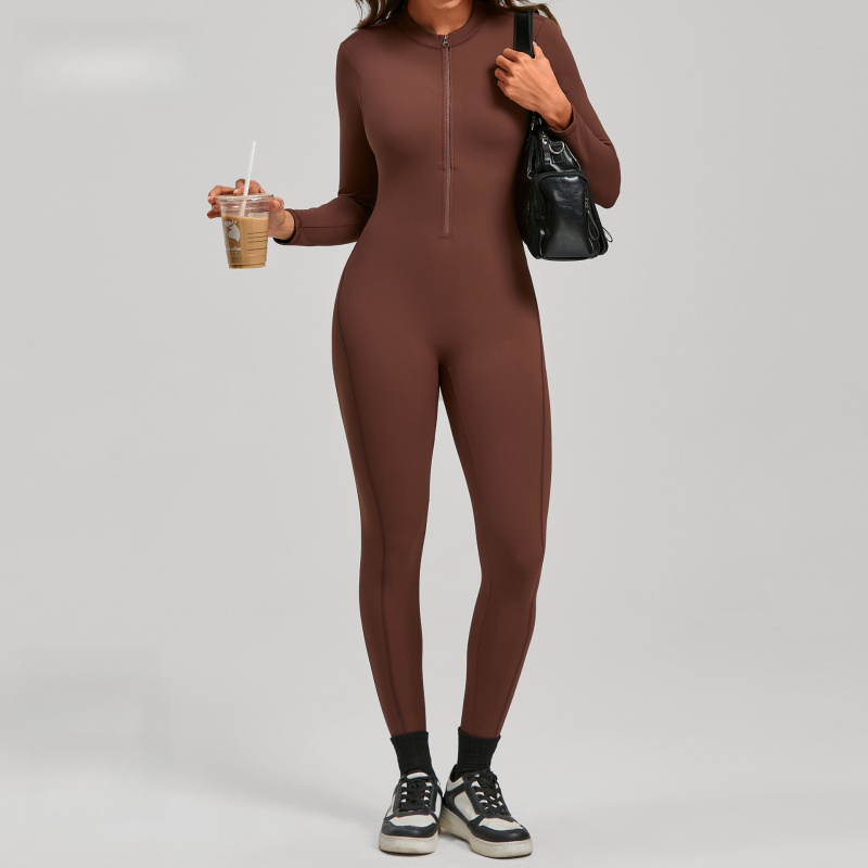 Zippered Long Sleeve Nude Feel - Yoga Fitness Jumpsuit recension och pris